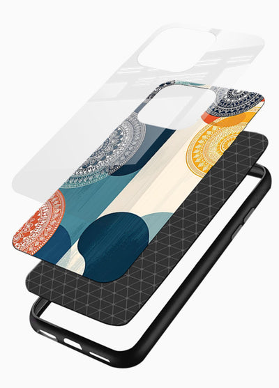 Blue Ceramic Waves artistic pattern glossy vibrant premium glass back cover - Angle Layers