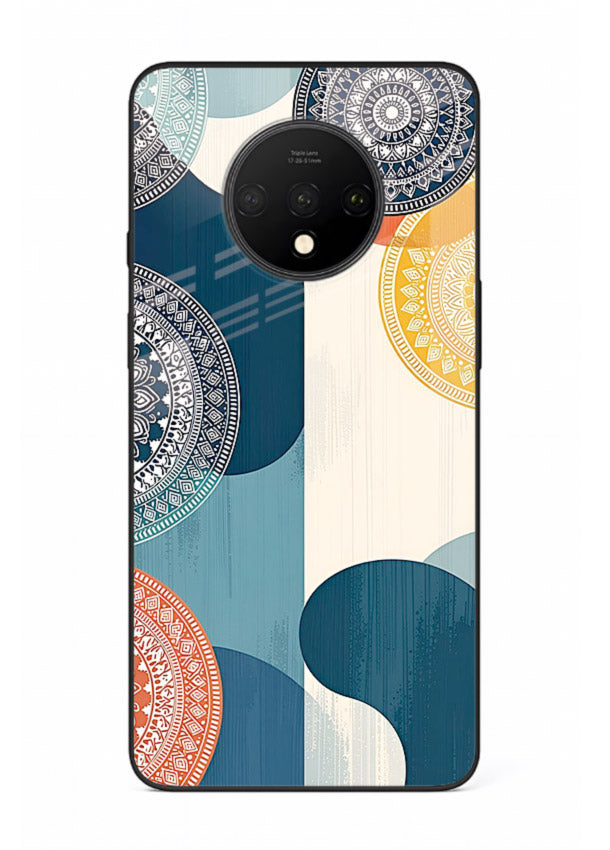 Blue Ceramic Waves artistic pattern OnePlus 7T glass back cover