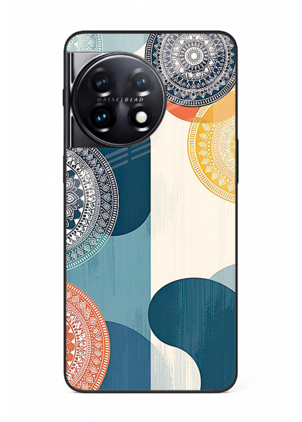 Blue Ceramic Waves artistic pattern OnePlus 11R glass back cover