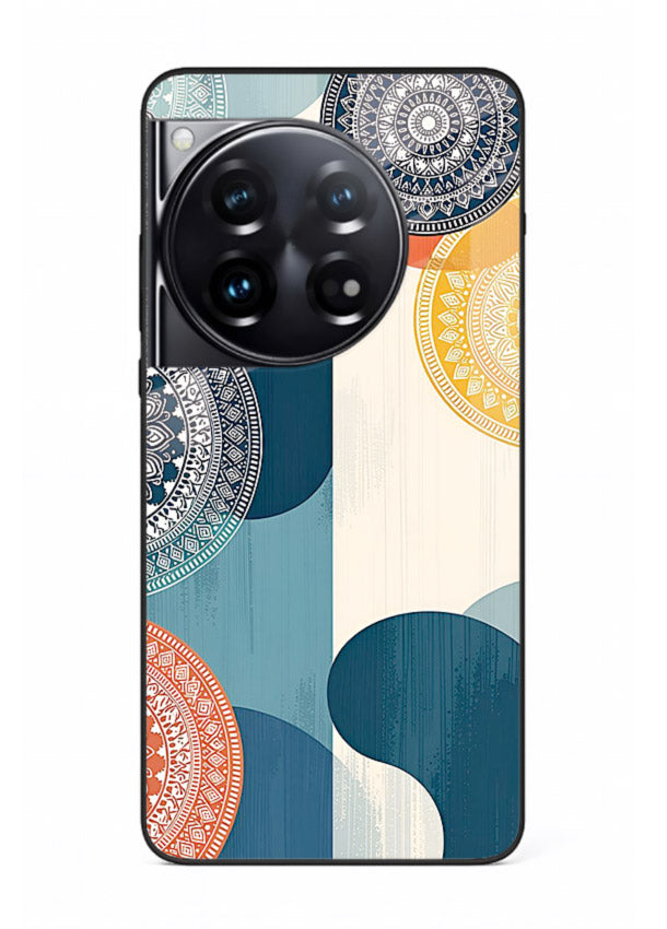 Blue Ceramic Waves artistic pattern OnePlus 12 glass back cover
