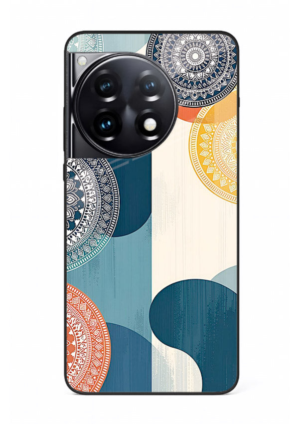 Blue Ceramic Waves artistic pattern OnePlus 12R glass back cover