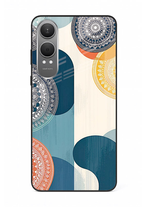 Blue Ceramic Waves artistic pattern OnePlus Nord CE4 Lite glass back cover