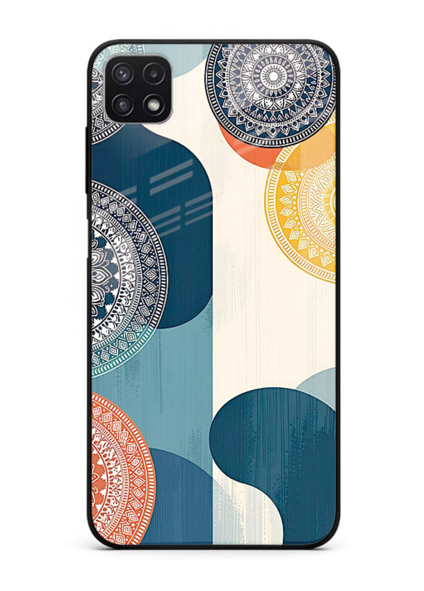 Blue Ceramic Waves artistic pattern Samsung F42 5G glass back cover