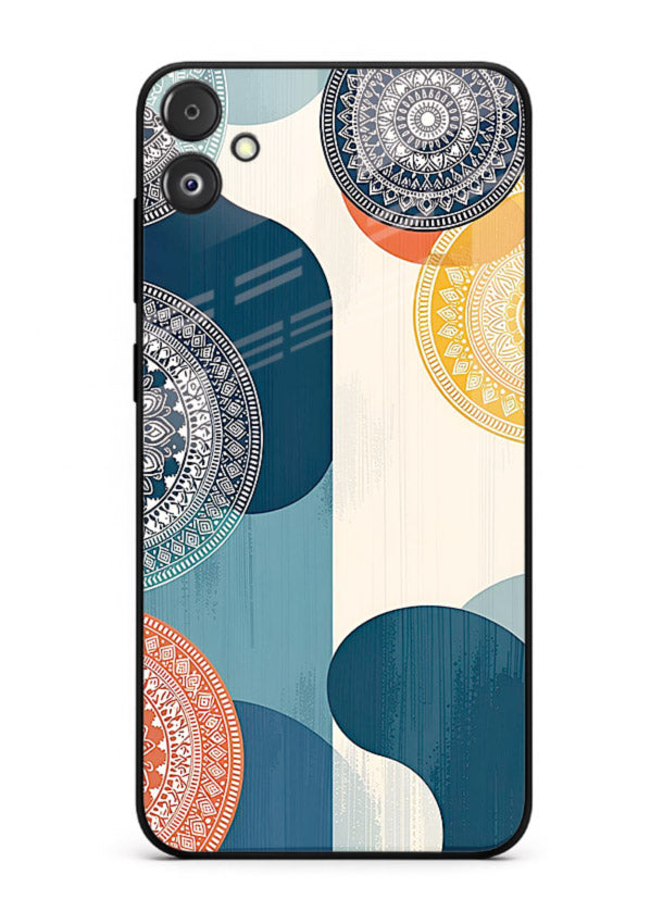 Blue Ceramic Waves artistic pattern Samsung F14 5G glass back cover