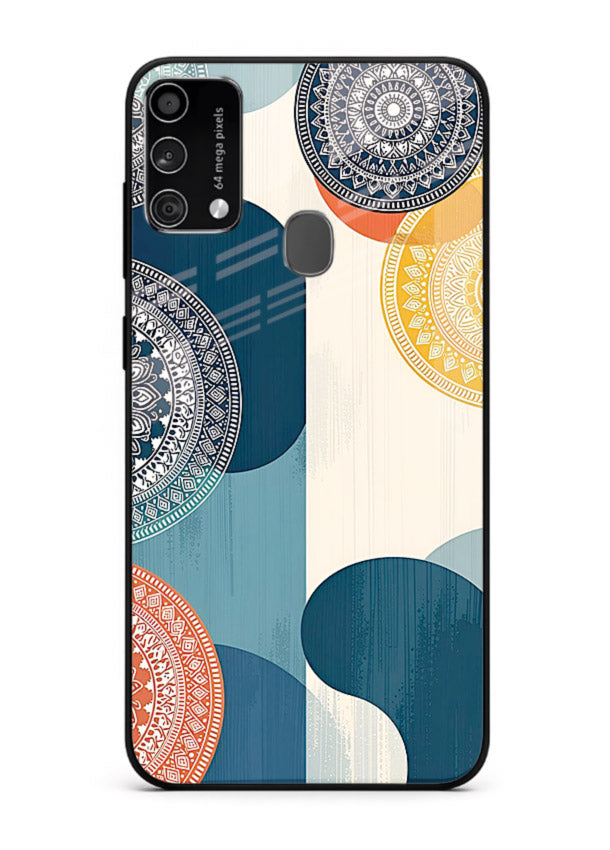 Blue Ceramic Waves artistic pattern Samsung F41 glass back cover