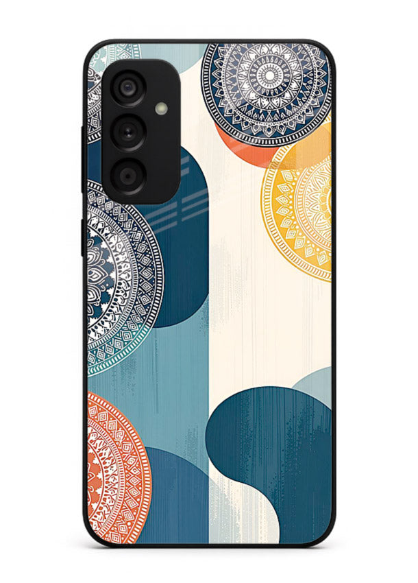 Blue Ceramic Waves artistic pattern Samsung M13 4G glass back cover