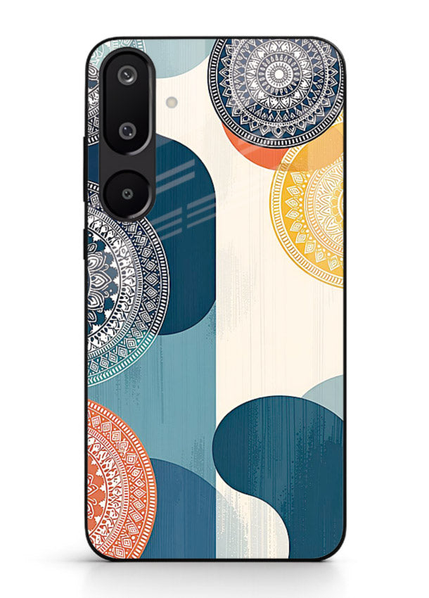 Blue Ceramic Waves artistic pattern Samsung M16 5G glass back cover
