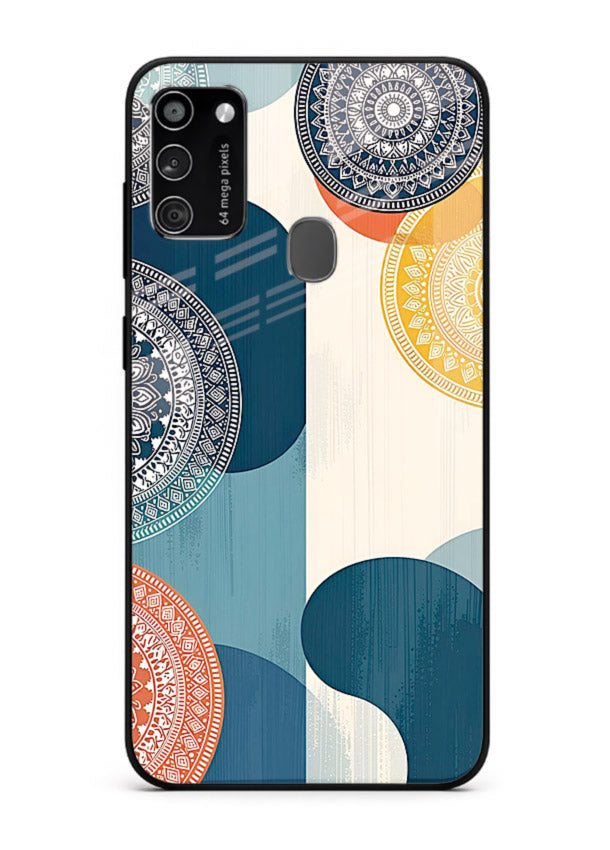 Blue Ceramic Waves artistic pattern Samsung M30s glass back cover