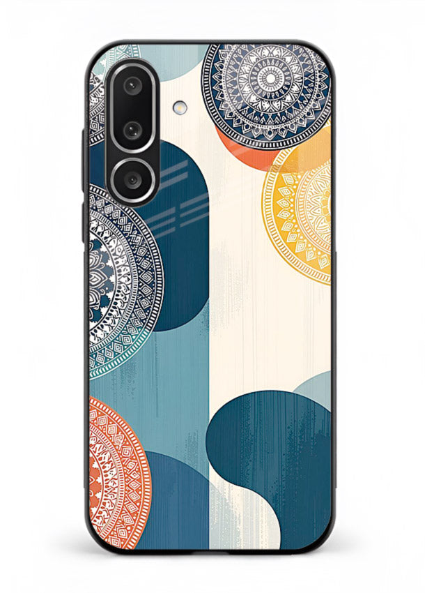 Blue Ceramic Waves artistic pattern Samsung M36 5G glass back cover