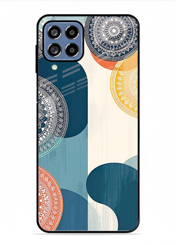Blue Ceramic Waves artistic pattern Samsung A22 4G glass back cover