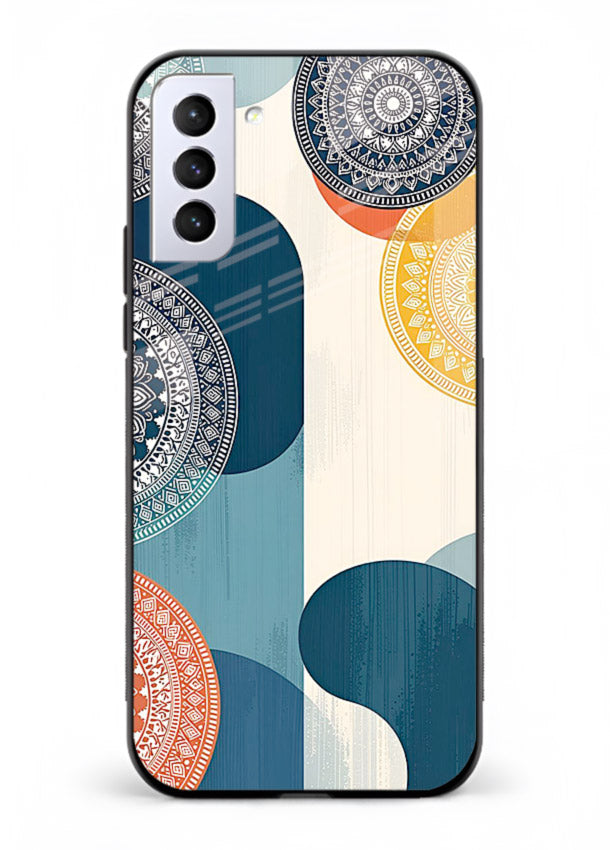 Blue Ceramic Waves artistic pattern Samsung S21 FE glass back cover