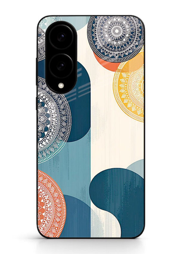Blue Ceramic Waves artistic pattern Samsung S25 Edge glass back cover