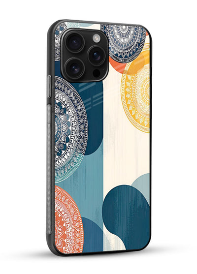 Blue Ceramic Waves artistic pattern glossy vibrant premium glass back cover - Angle Side