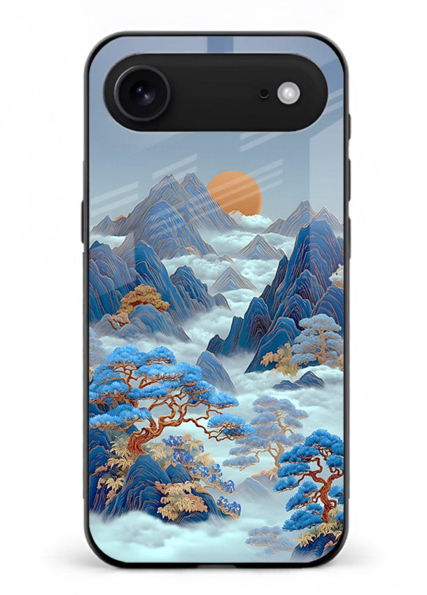 Blue Frost Peaks icy mountain artwork iphone 18 air glass back cover