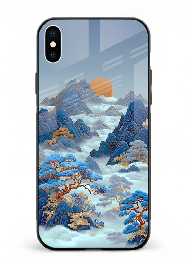 Blue Frost Peaks icy mountain artwork iphone xs max glass back cover