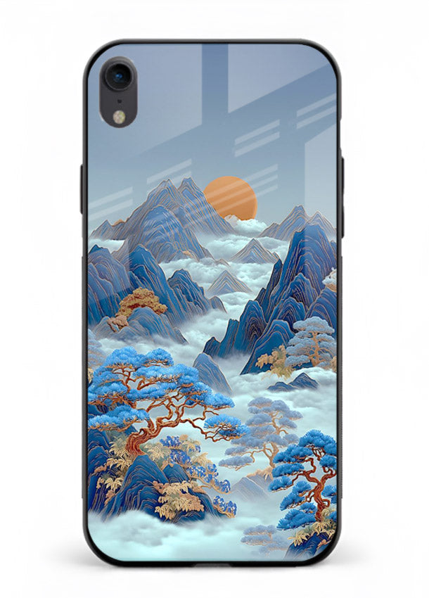 Blue Frost Peaks icy mountain artwork iphone xr glass back cover