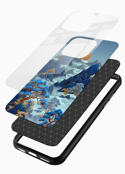 Blue Frost Peaks icy mountain artwork glossy vibrant premium glass back cover - Angle Layers