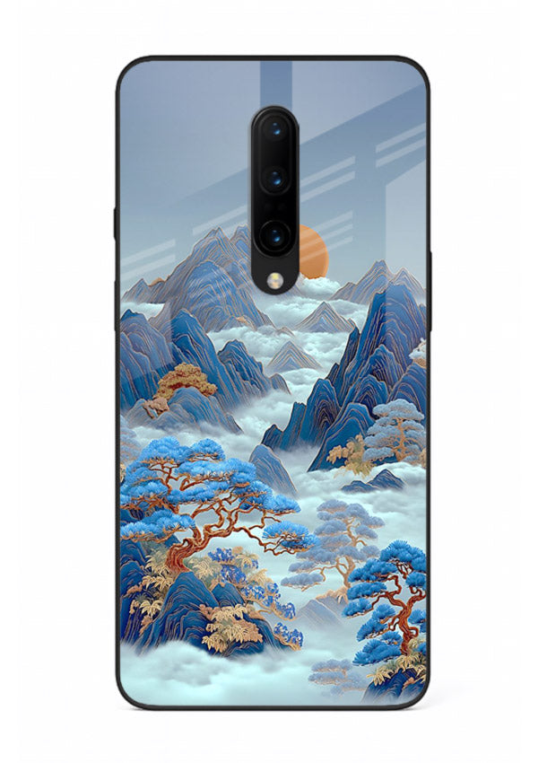 Blue Frost Peaks icy mountain artwork OnePlus 7 Pro glass back cover