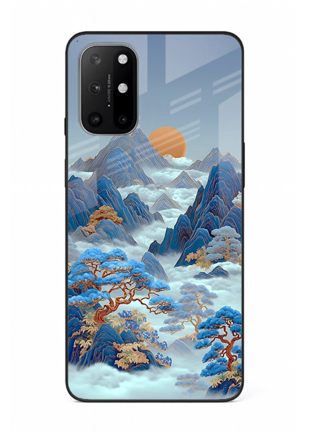 Blue Frost Peaks icy mountain artwork OnePlus 8T glass back cover