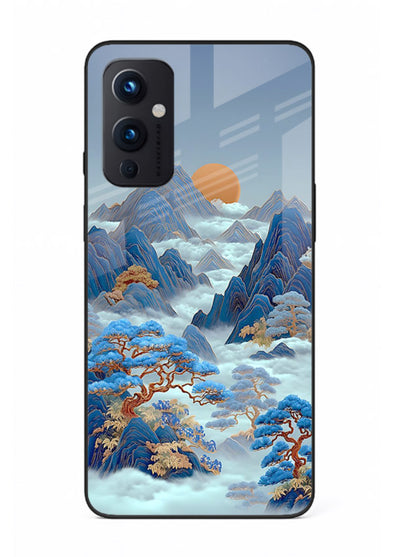 Blue Frost Peaks icy mountain artwork OnePlus 9 Pro glass back cover
