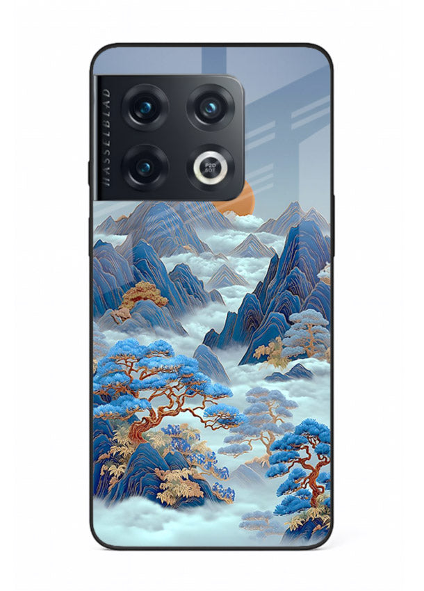Blue Frost Peaks icy mountain artwork OnePlus 10 Pro glass back cover