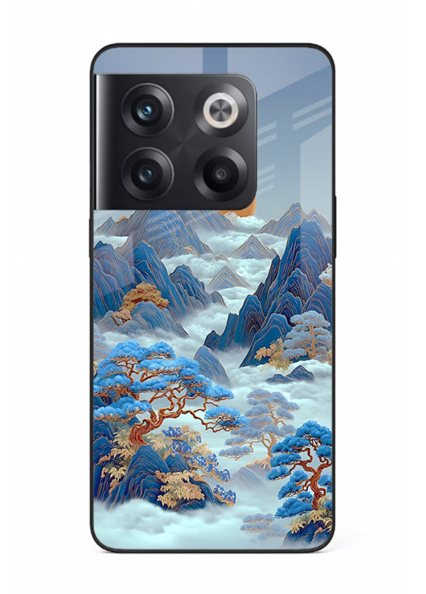 Blue Frost Peaks icy mountain artwork OnePlus 10T glass back cover