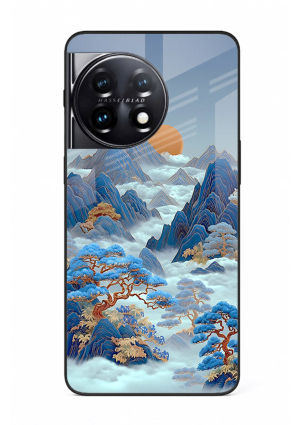Blue Frost Peaks icy mountain artwork OnePlus 11R glass back cover