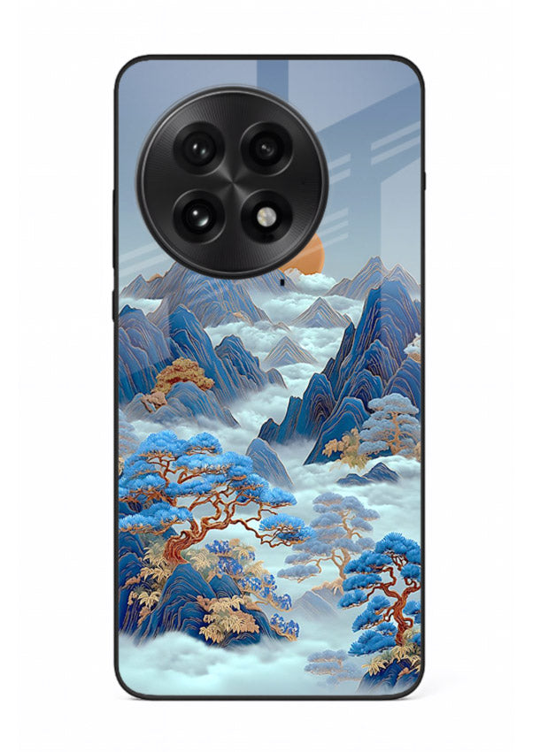 Blue Frost Peaks icy mountain artwork OnePlus 13 glass back cover