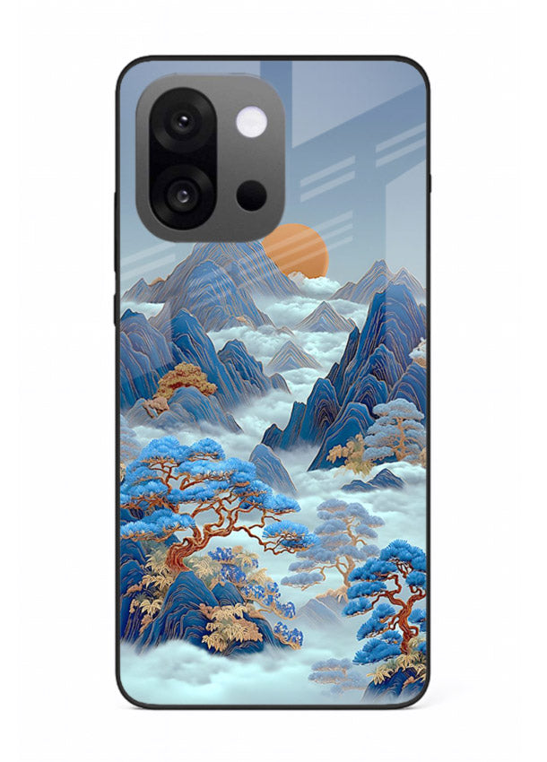 Blue Frost Peaks icy mountain artwork OnePlus 13s glass back cover