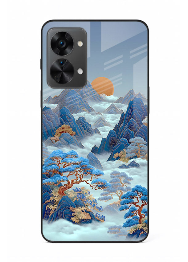 Blue Frost Peaks icy mountain artwork OnePlus Nord 2T glass back cover