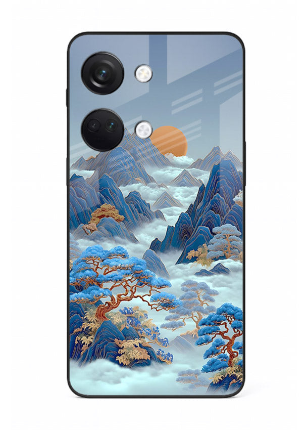 Blue Frost Peaks icy mountain artwork OnePlus Nord 3 glass back cover