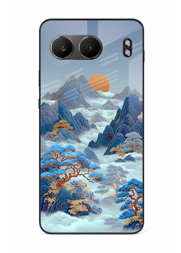 Blue Frost Peaks icy mountain artwork OnePlus Nord 4 glass back cover