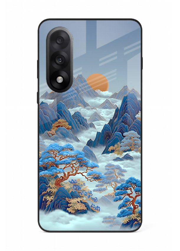 Blue Frost Peaks icy mountain artwork OnePlus Nord 5 glass back cover