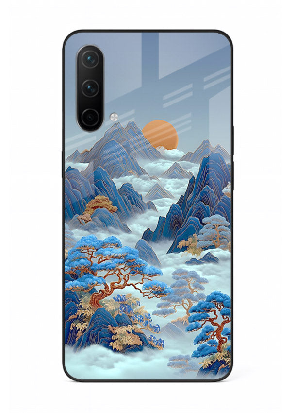 Blue Frost Peaks icy mountain artwork OnePlus Nord CE 5G glass back cover