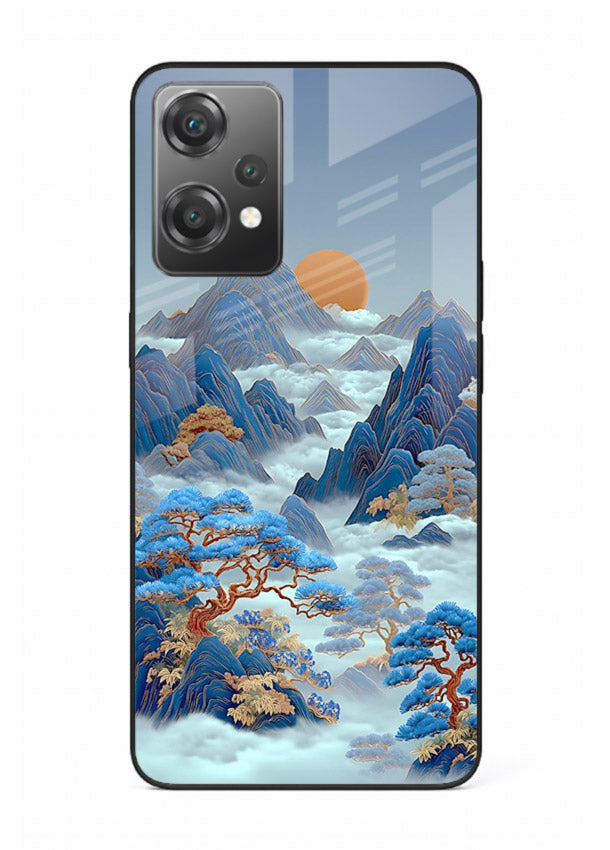 Blue Frost Peaks icy mountain artwork OnePlus Nord CE2 Lite 5G glass back cover