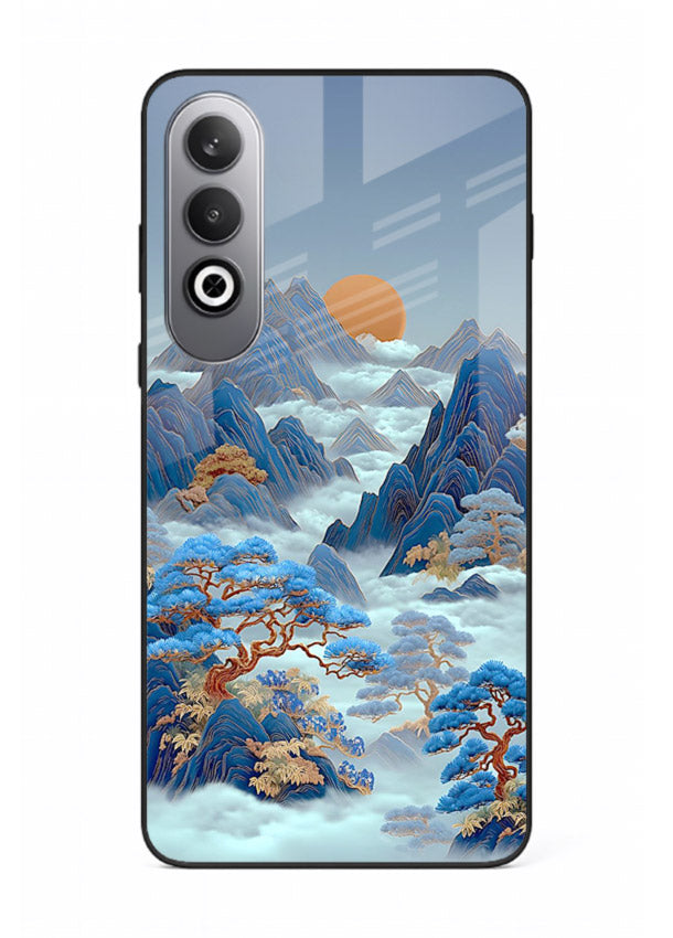Blue Frost Peaks icy mountain artwork OnePlus Nord CE4 glass back cover