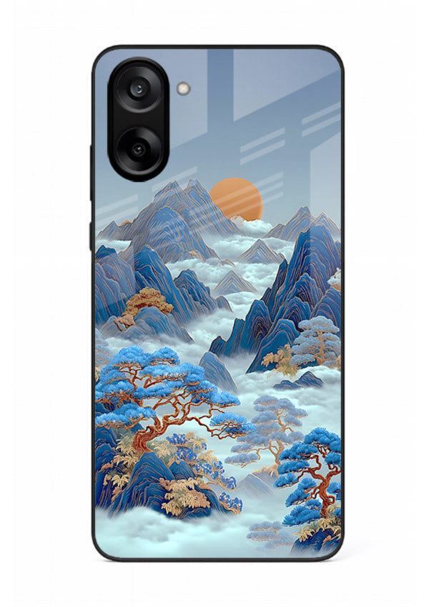Blue Frost Peaks icy mountain artwork OnePlus Nord CE5 glass back cover