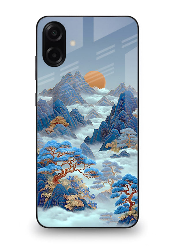 Blue Frost Peaks icy mountain artwork Samsung M13 5G glass back cover