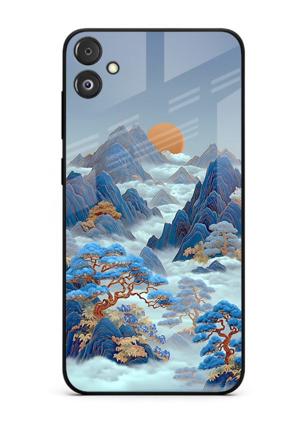 Blue Frost Peaks icy mountain artwork Samsung F14 5G glass back cover