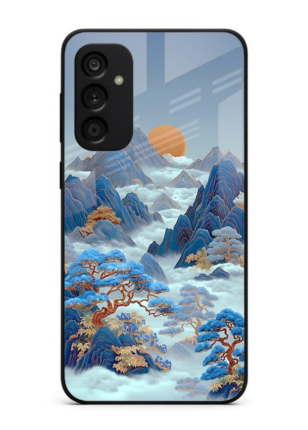 Blue Frost Peaks icy mountain artwork Samsung A15 5G glass back cover