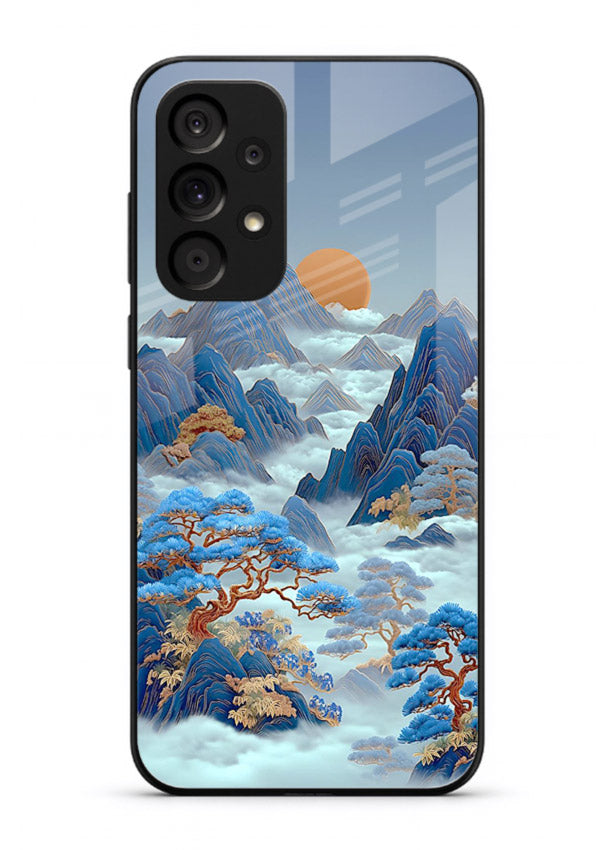 Blue Frost Peaks icy mountain artwork Samsung A33 5G glass back cover