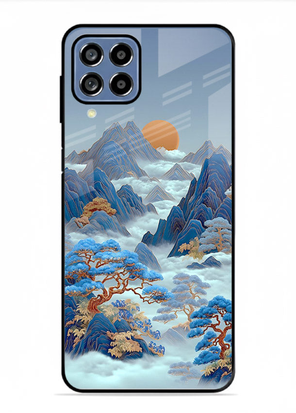 Blue Frost Peaks icy mountain artwork Samsung F22 4G glass back cover