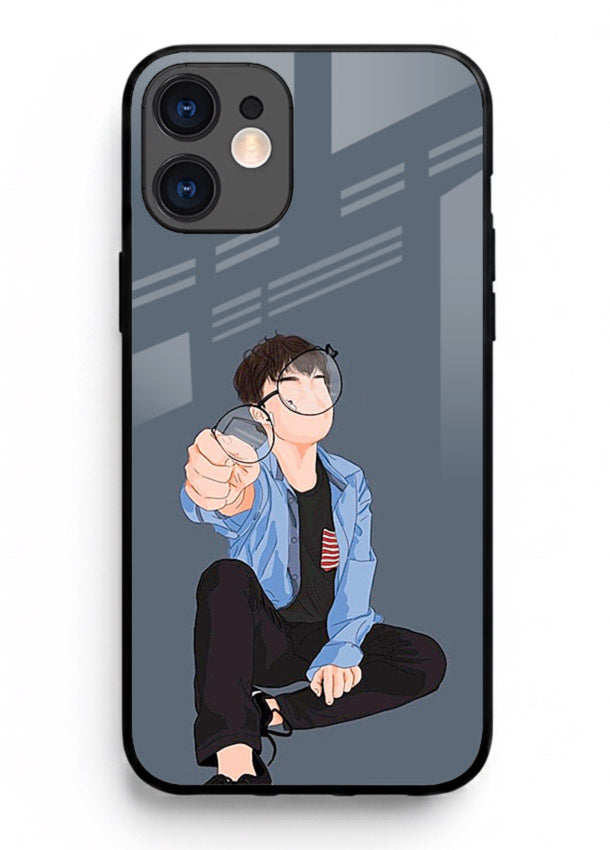 Blue Hoodie Boy aesthetic artwork iphone 11 glass back cover