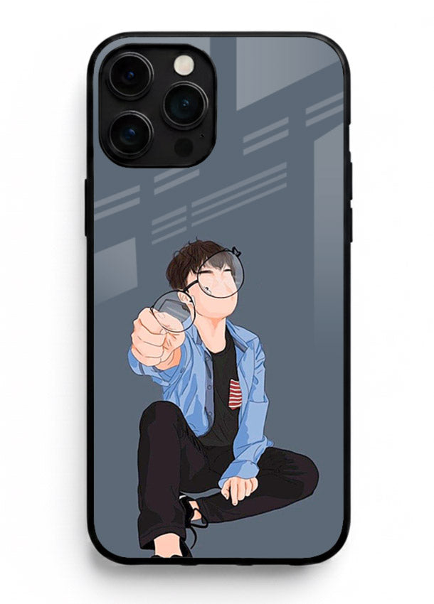 Blue Hoodie Boy aesthetic artwork iphone 11 pro max glass back cover