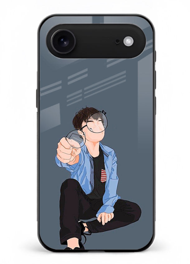 Blue Hoodie Boy aesthetic artwork iphone 17 air glass back cover