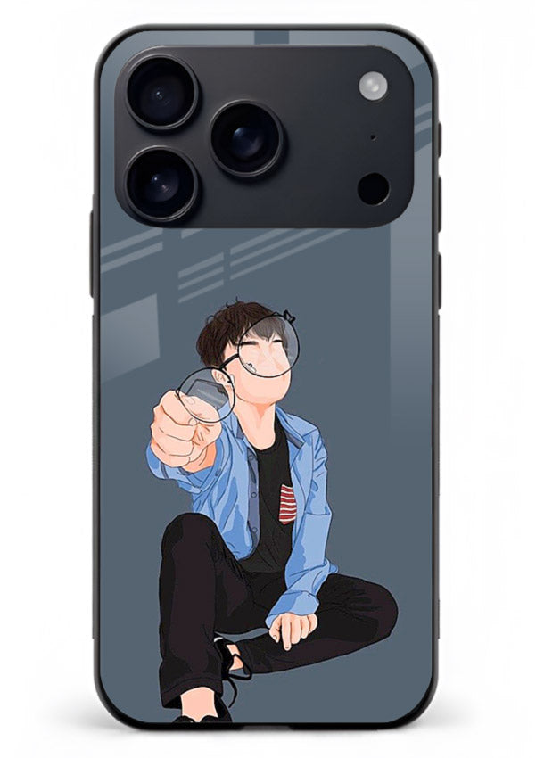 Blue Hoodie Boy aesthetic artwork iphone 18 pro max glass back cover