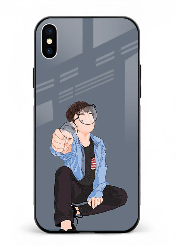 Blue Hoodie Boy aesthetic artwork iphone xs max glass back cover