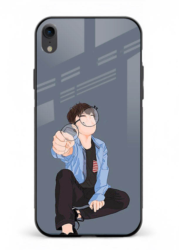 Blue Hoodie Boy aesthetic artwork iphone xr glass back cover