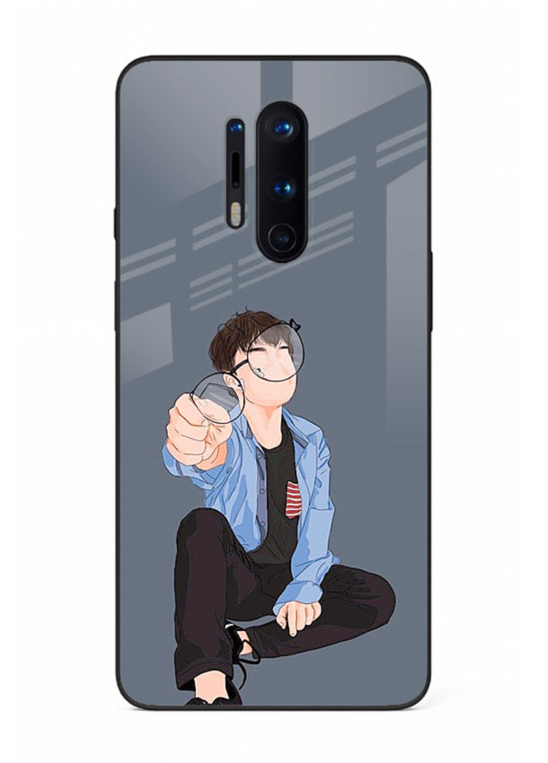 Blue Hoodie Boy aesthetic artwork OnePlus 8 Pro glass back cover