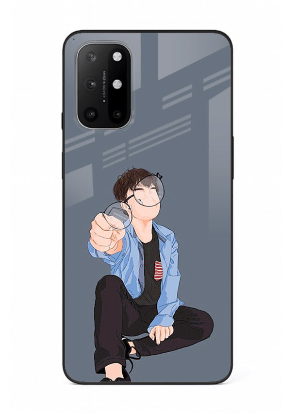 Blue Hoodie Boy aesthetic artwork OnePlus 8T glass back cover